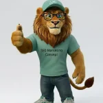 mascotte de seo marketing concept qui fait un pouce
