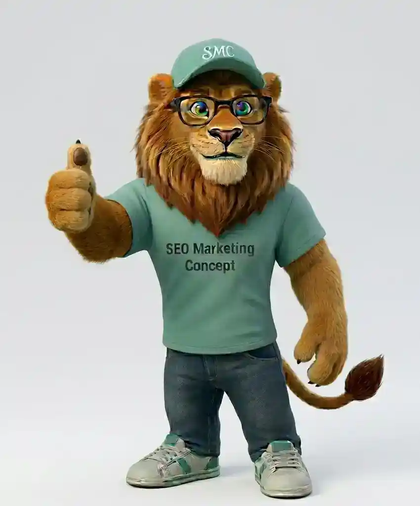 mascotte de seo marketing concept qui fait un pouce