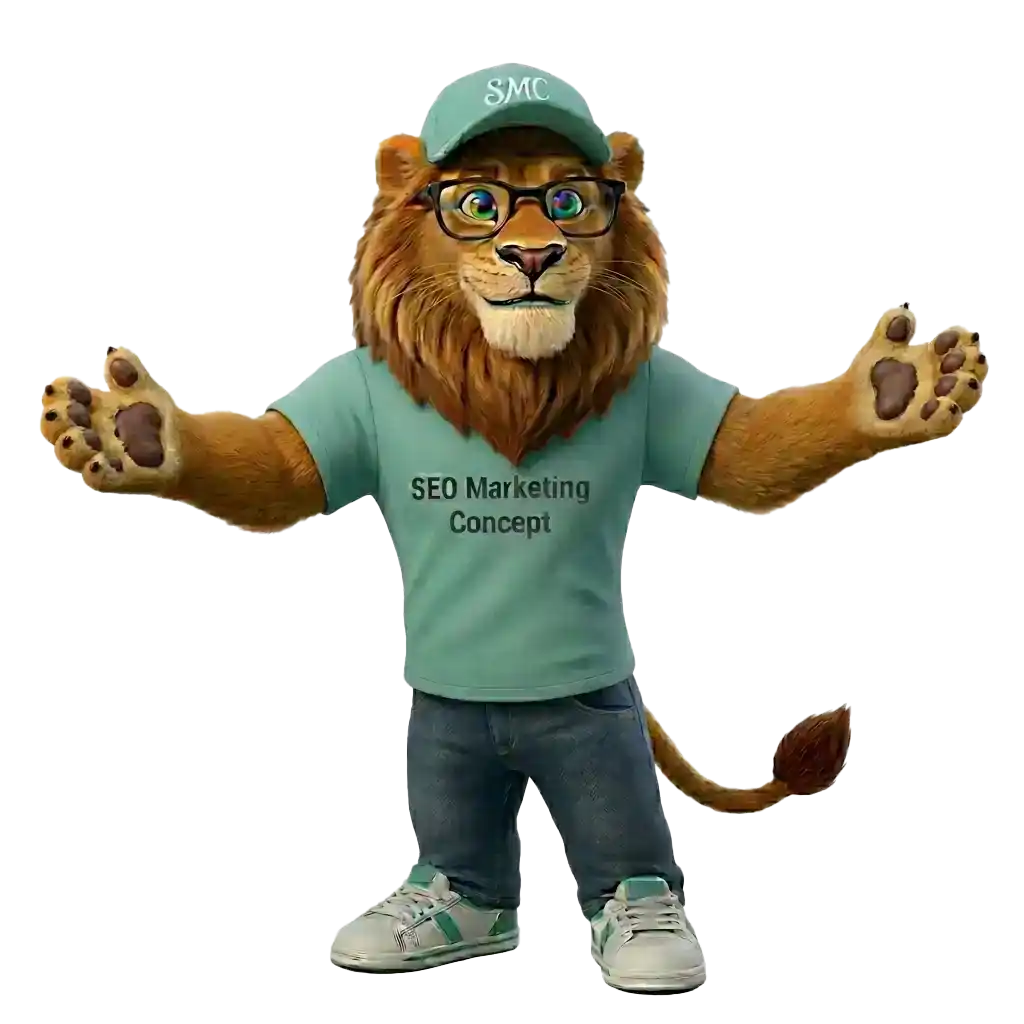 mascotte de seo marketing concept qui ouvre les bras